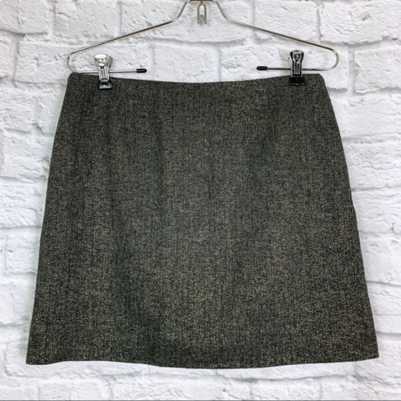 Jupe A-Line J.Crew Factory En Laine Mélangée - Noir/Gris/Doré - Taille 6 - Occasion Très Bon État
